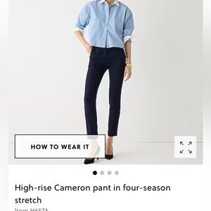 JCREW high rise Cameron pant in navy. Size 4
